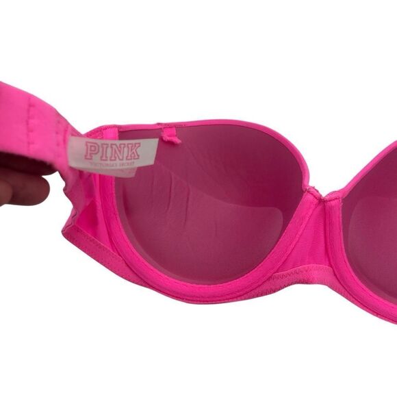 Victoria’s Secret Pink multiway, push-up, strapless Hot Pink Bra size 32D - Picture 2 of 4